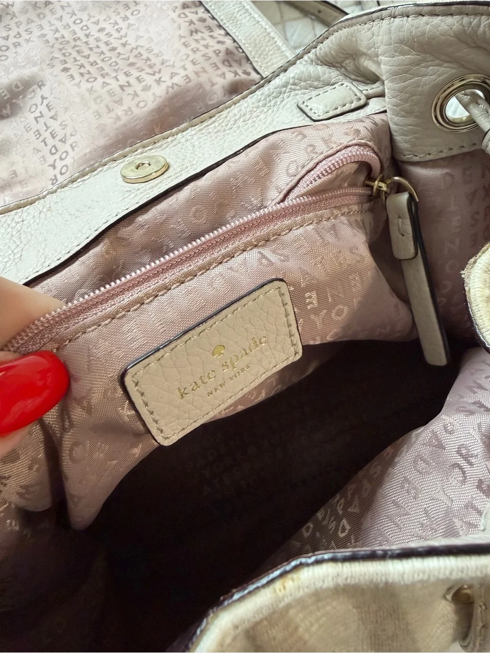 kate spade Cream and Beige Striped Mini Backpack
